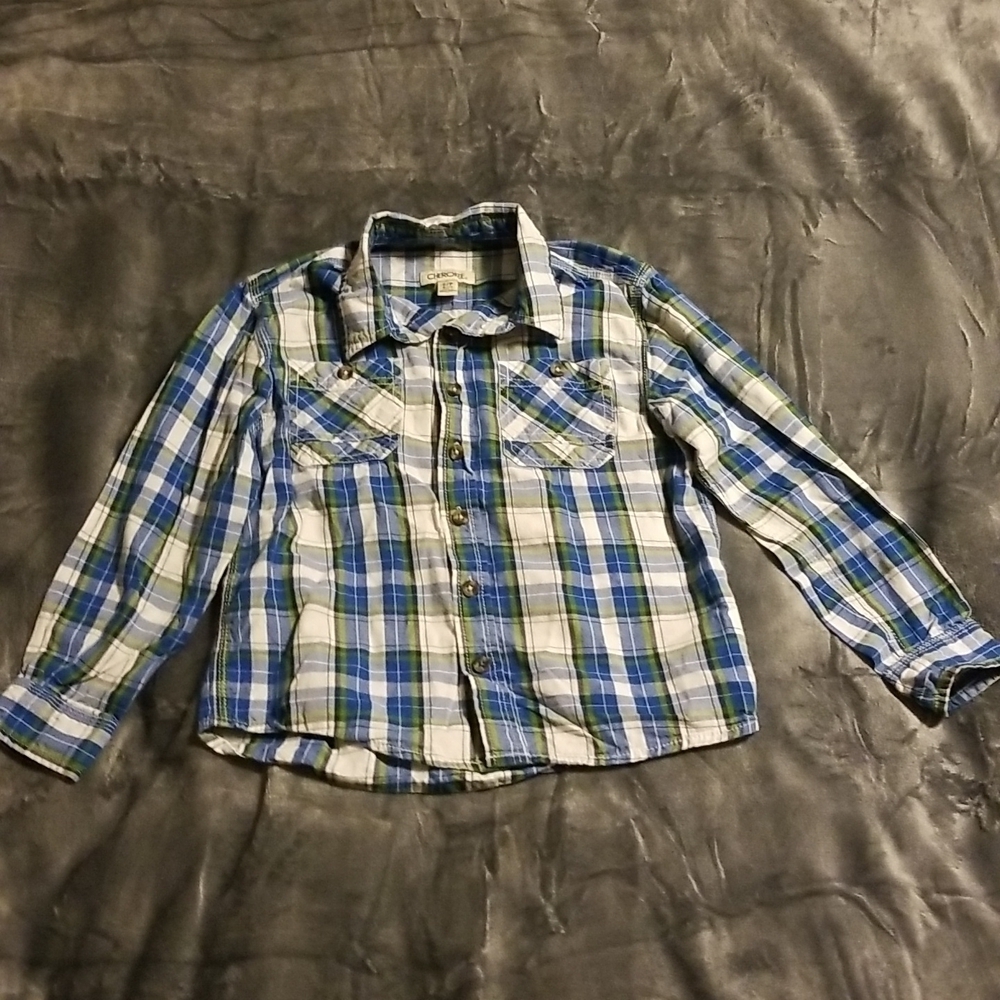 Cherokee Boy's Plaid Button Down Shirt